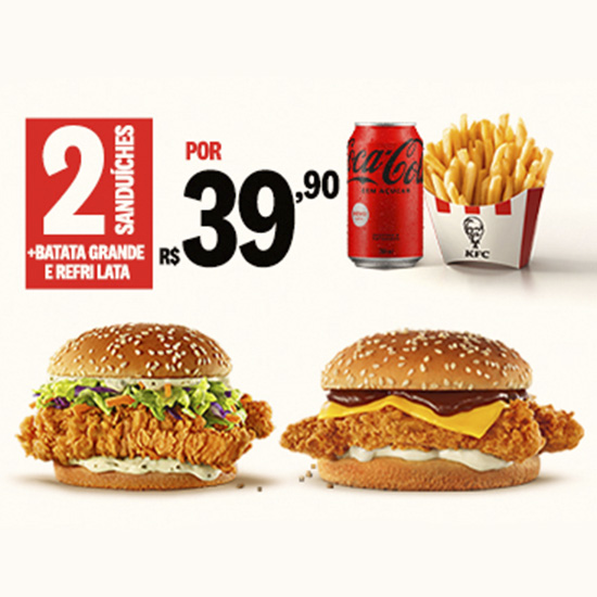 2 Sanduiches + Batata Grande + Refri lata 2 Sanduiches + Batata Grande + Refri lata